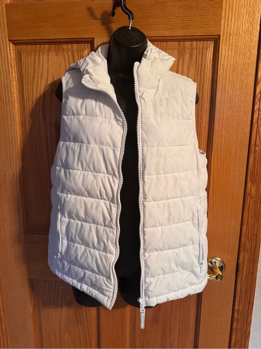 Calvin Klein White Quilted Puffer Vest with Hood